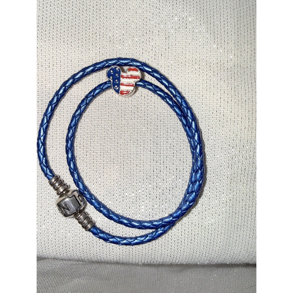 Disney Pandora Mickey Mouse Red White and Blue Charm Blue Bracelet